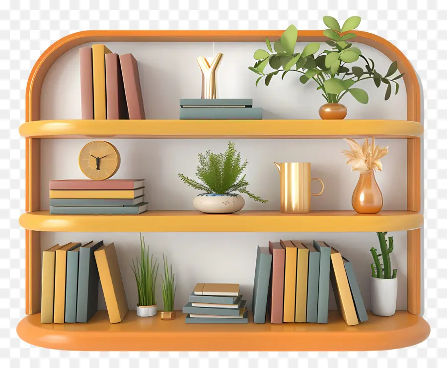 Meubles D'étagère，Bibliothèque Avec Plantes PNG