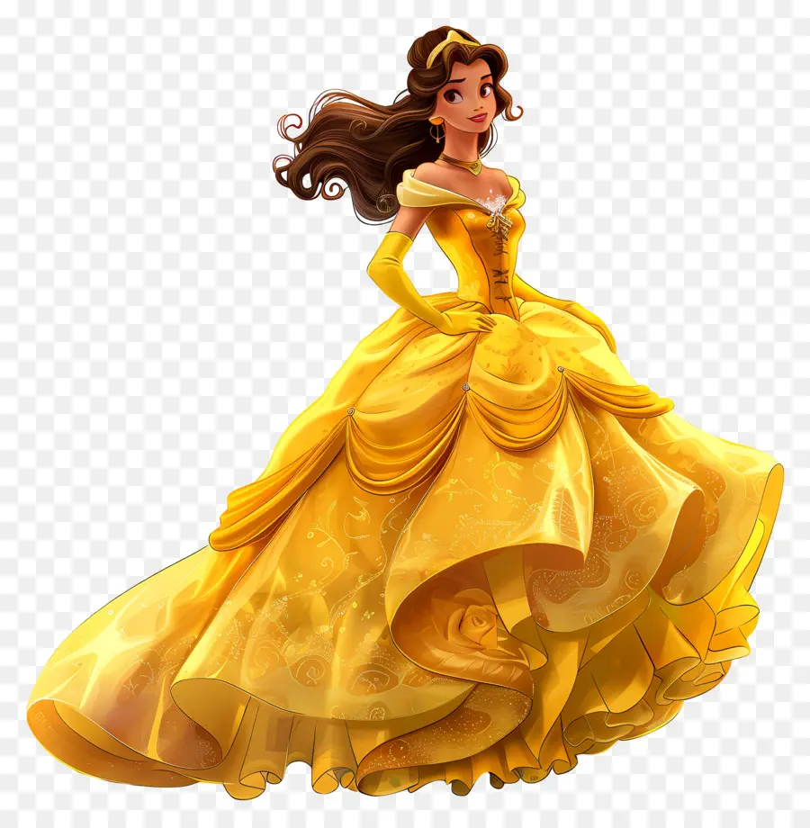 Belle Princesse，Princesse En Robe Jaune PNG