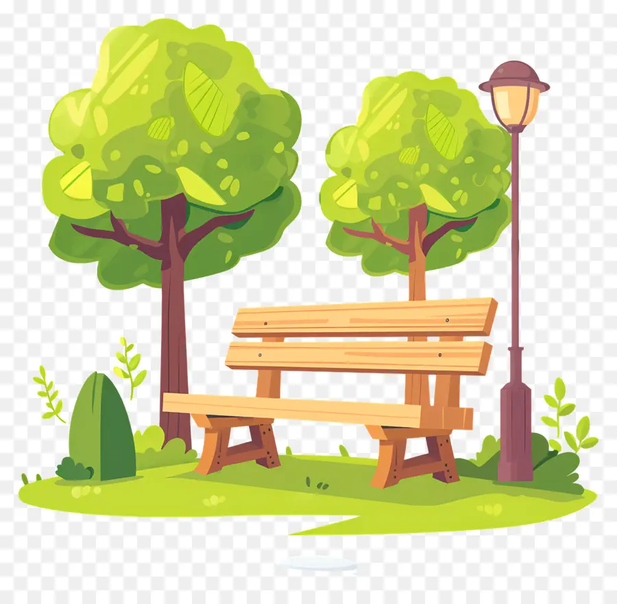 Banc En Bois，Banc De Parc Et Arbre PNG