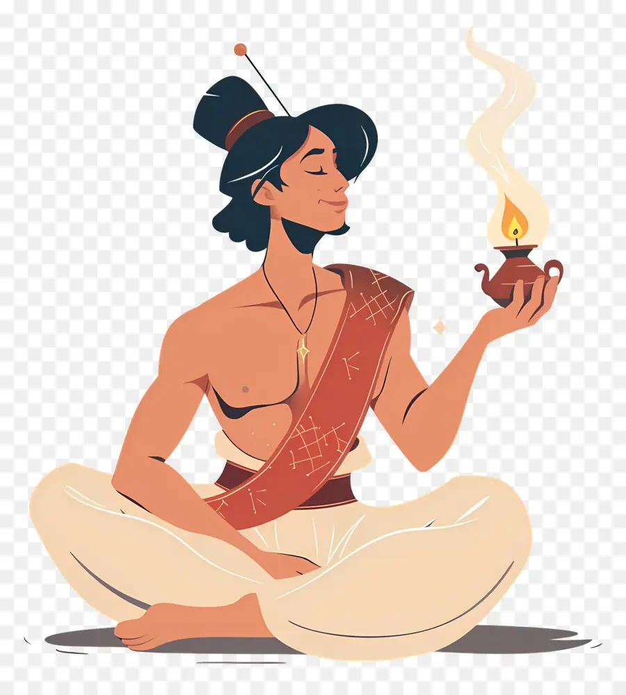 Aladdin，Homme Avec Lampe PNG