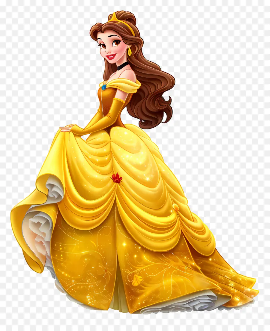 Belle Princesse，Princesse En Robe Jaune PNG