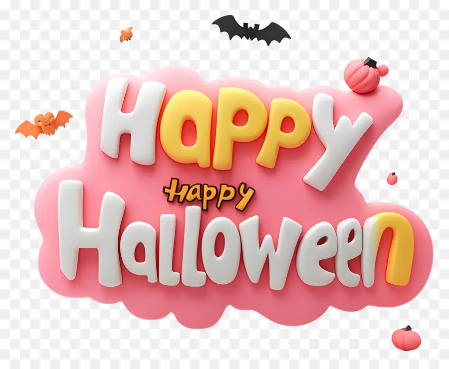 Joyeux Halloween，Joyeux Texte D'halloween Avec Des Décorations PNG