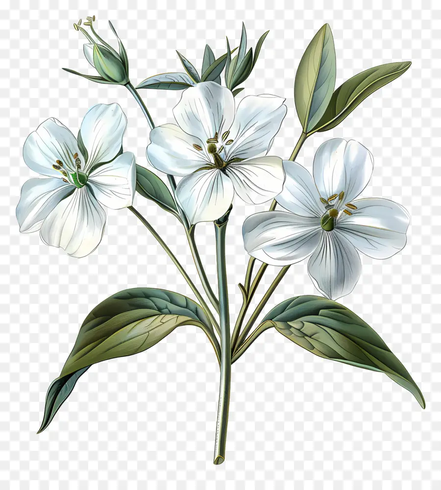 Fleurs Blanches，Feuilles PNG