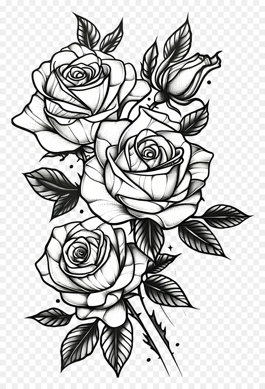 Tatouage De Roses，Bouquet De Fleurs PNG