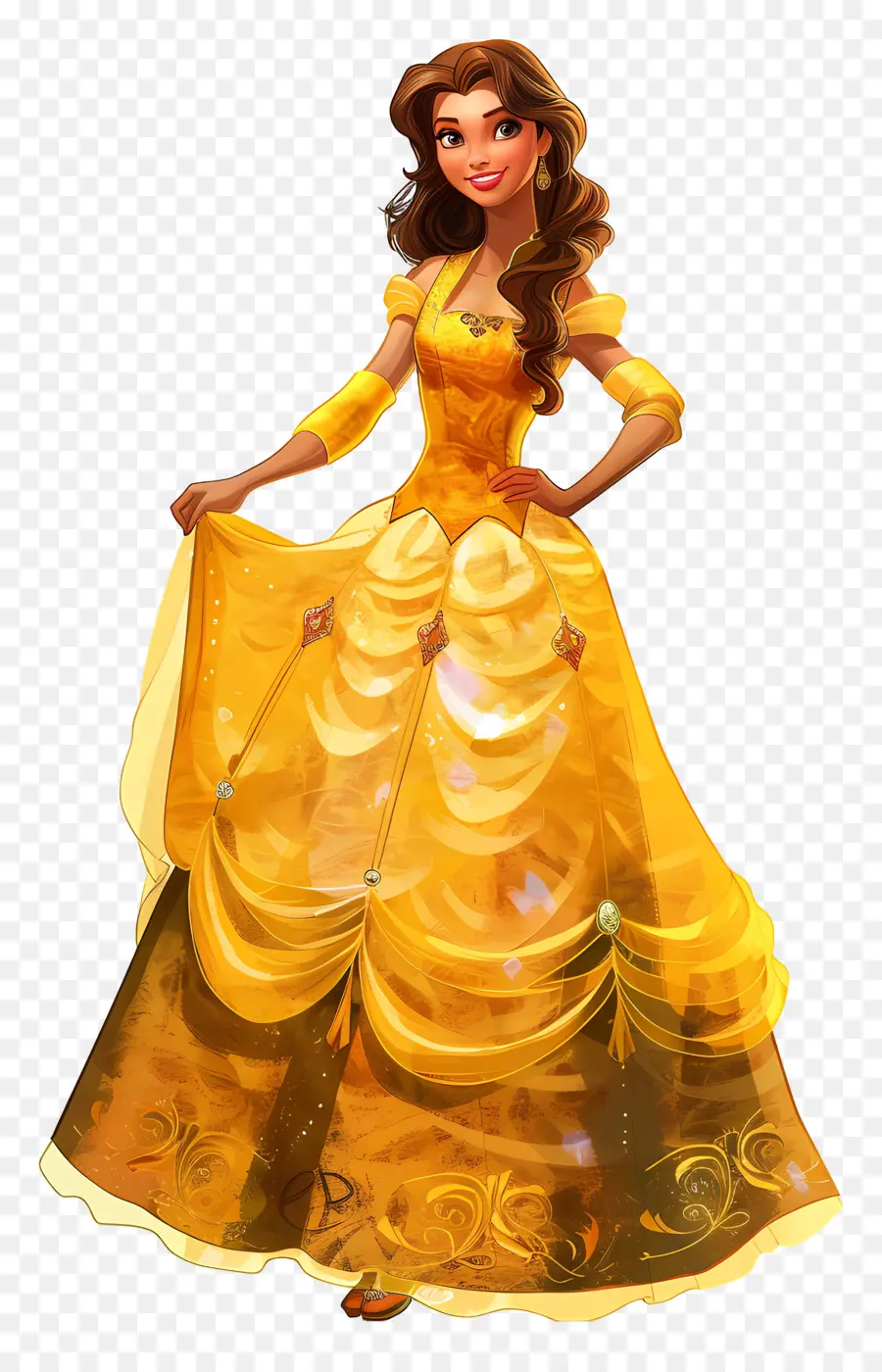 Belle Princesse，Princesse En Robe Jaune PNG