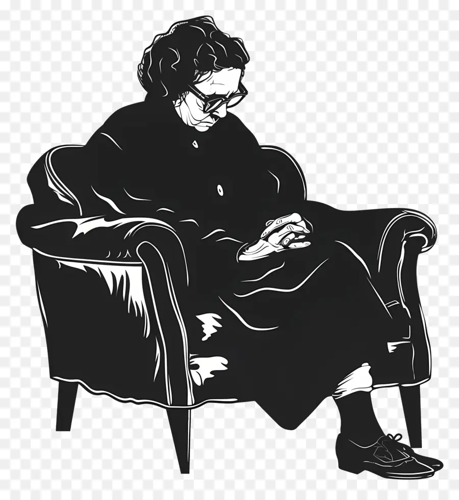 Fatigué Vieille Femme，Vieille Femme Assise PNG