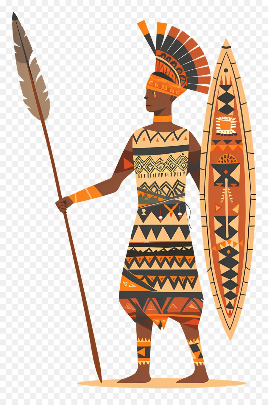 Guerrier Tribal，Guerrier Avec Bouclier PNG