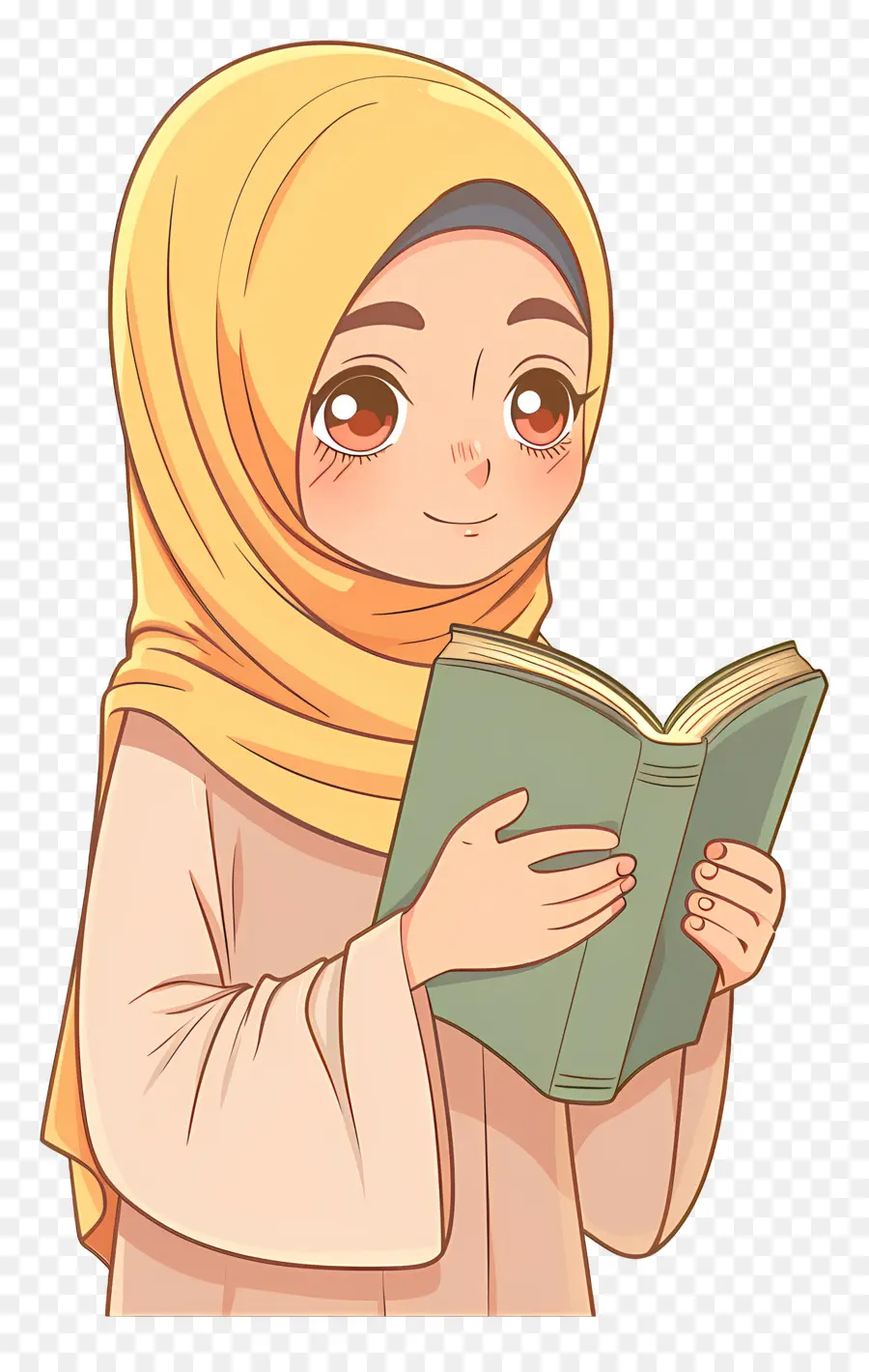 Fille Hijab Tenant Un Livre，Fille Lisant PNG