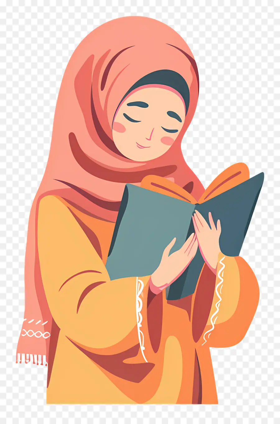 Fille Hijab Tenant Un Livre，Femme Lisant Un Livre PNG