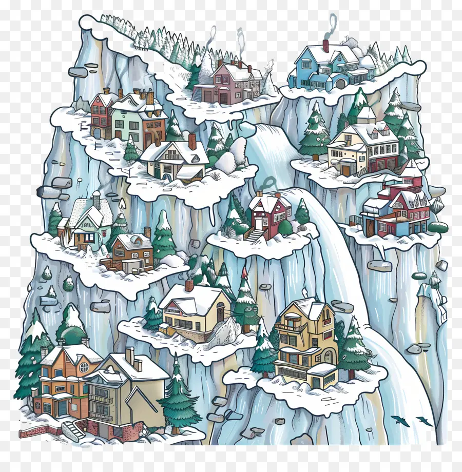 Ville Couverte Par Les Avalanches，Village Enneigé PNG