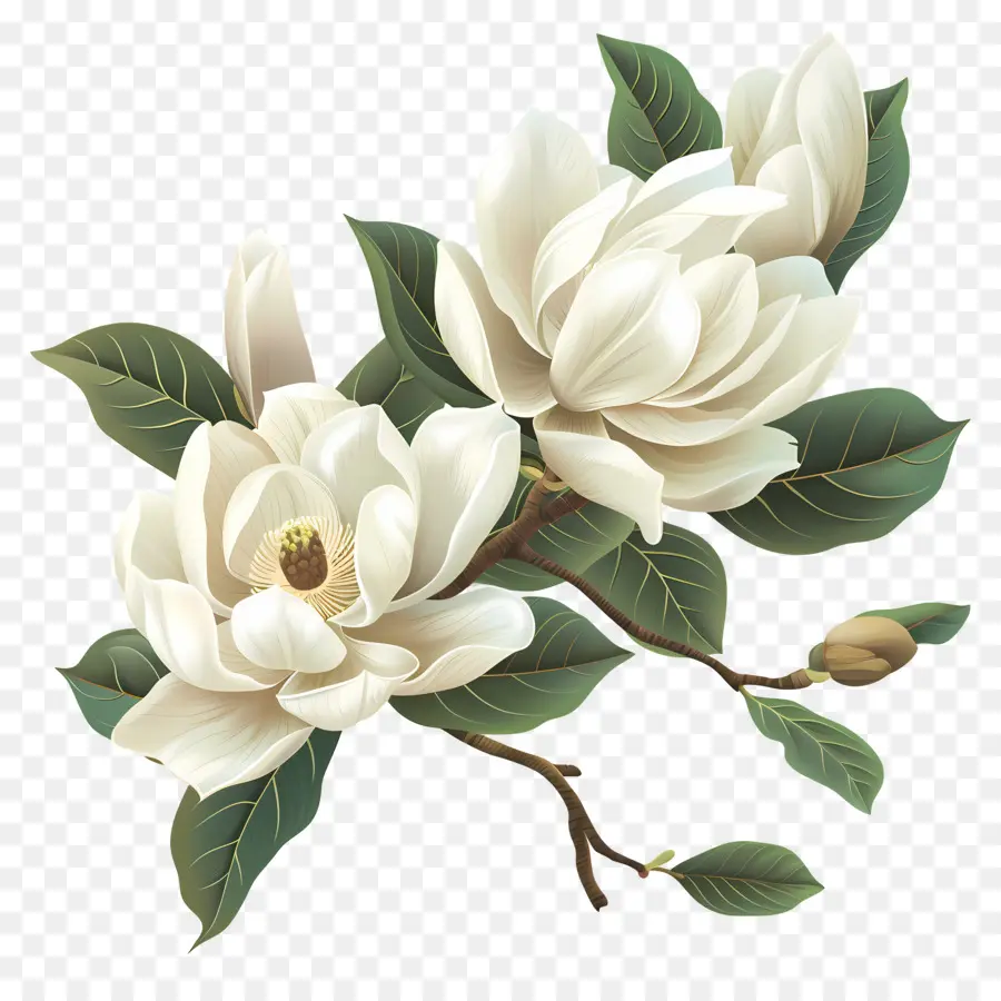 Fleurs De Magnolia Blanc，Fleur De Magnolia PNG