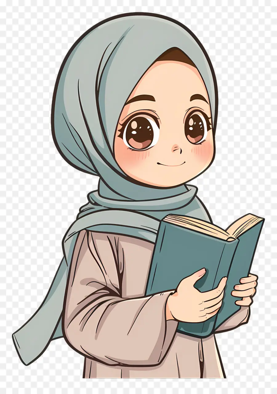 Fille Hijab Tenant Un Livre，Fille Lisant PNG