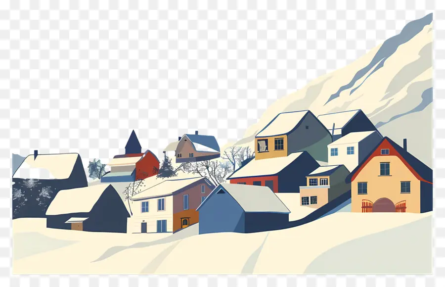 Ville Couverte Par Les Avalanches，Maisons Enneigées PNG