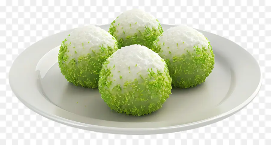 Klépon，Bonbons Verts Et Blancs PNG