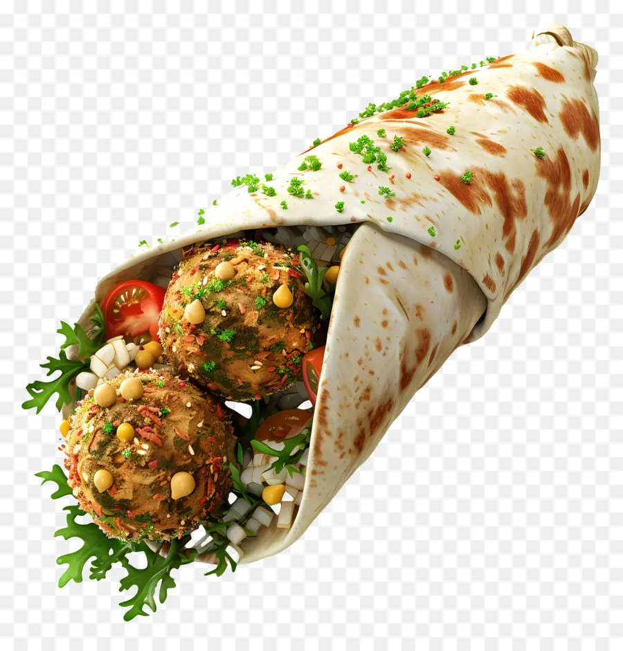 Roulé Aux Falafels，Wrap Aux Falafels PNG