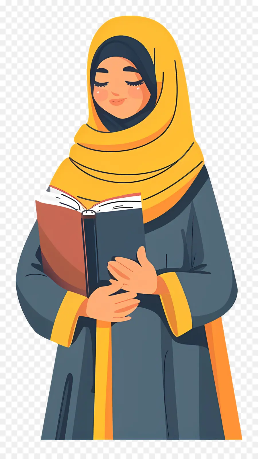 Fille Hijab Tenant Un Livre，Femme Lisant Un Livre PNG