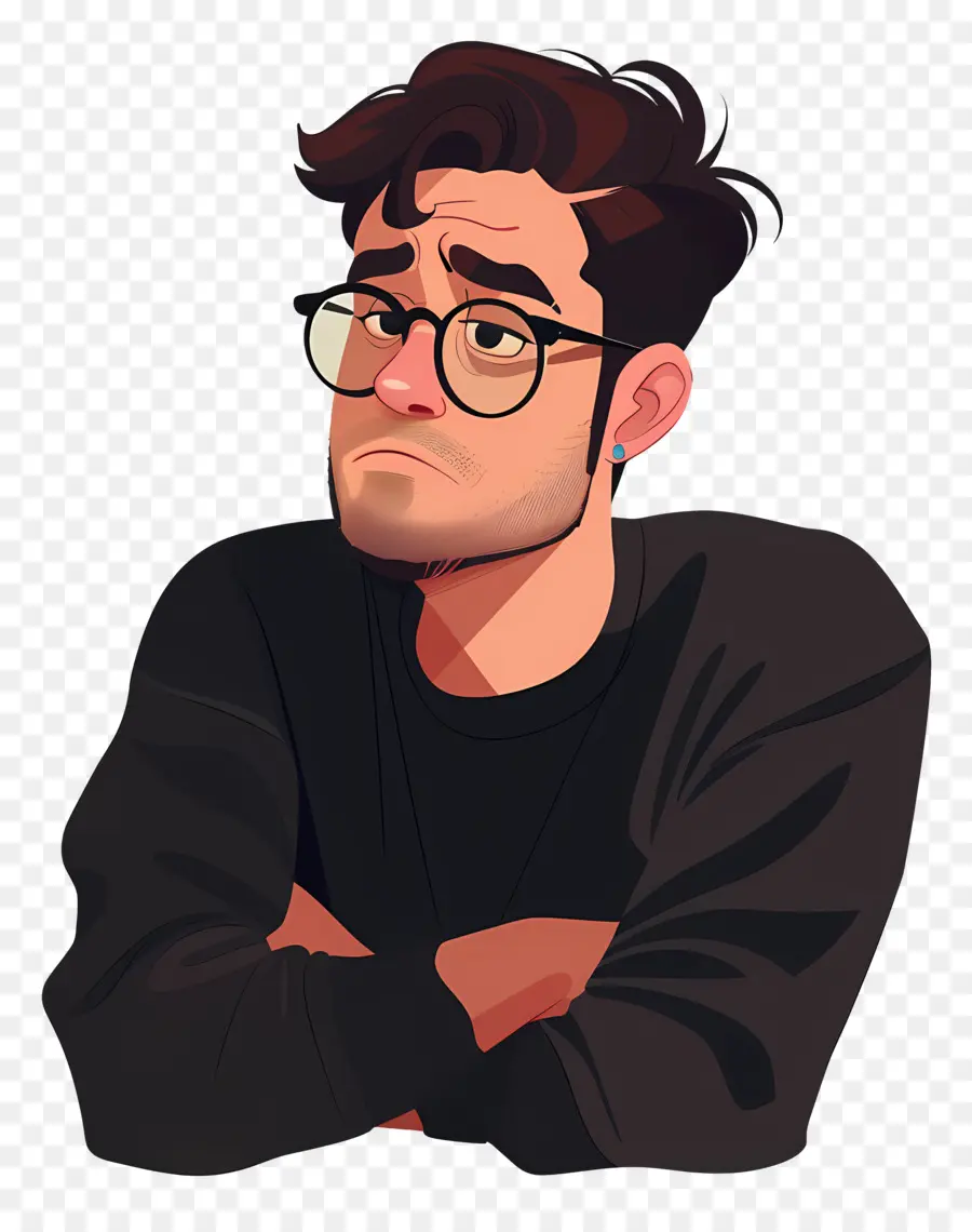 Homme Triste，Homme à Lunettes PNG