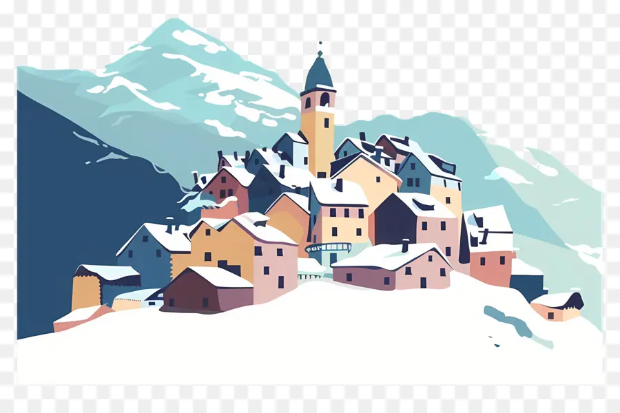 Ville Couverte Par Les Avalanches，Village Enneigé PNG