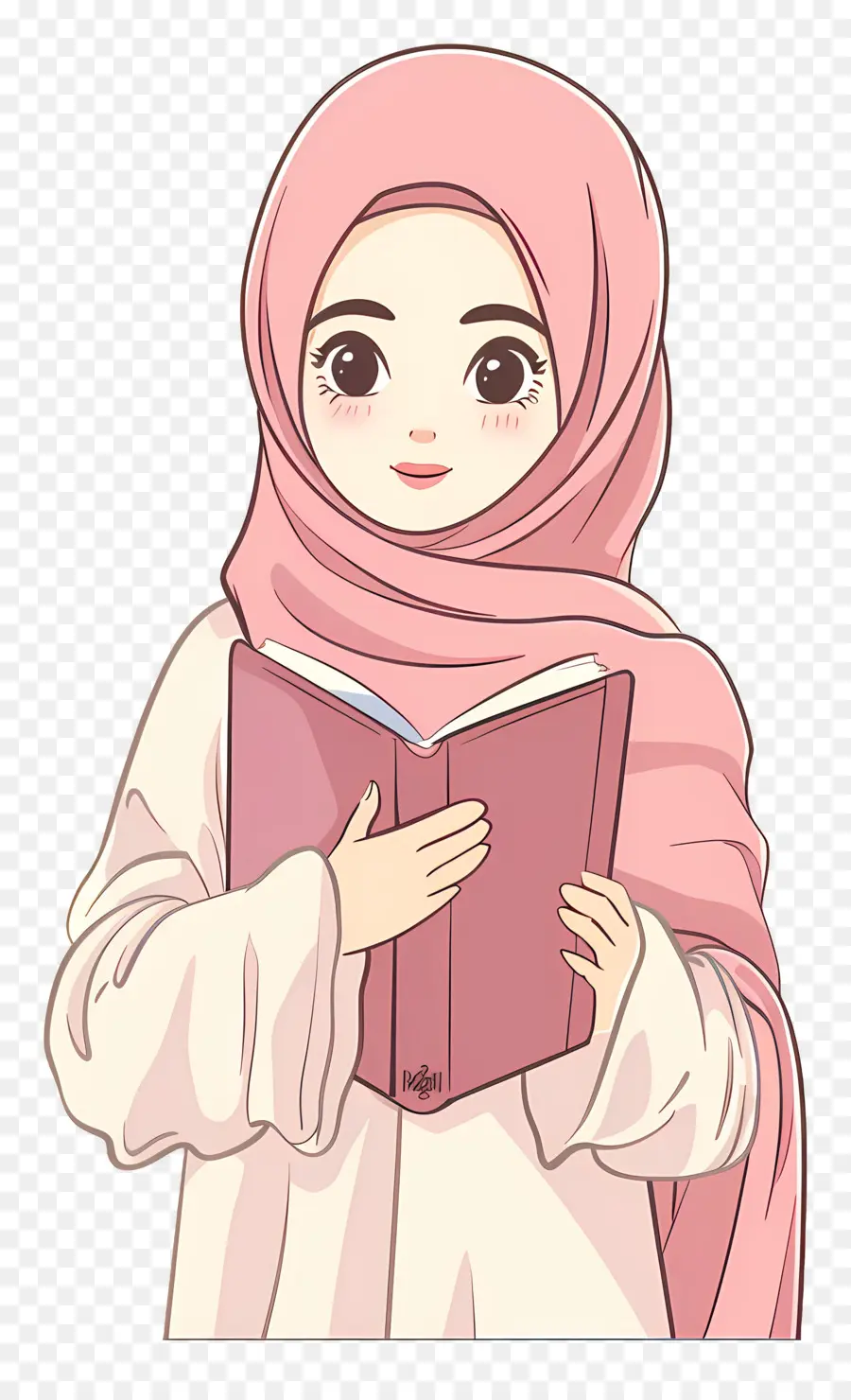 Fille Hijab Tenant Un Livre，Fille Lisant PNG