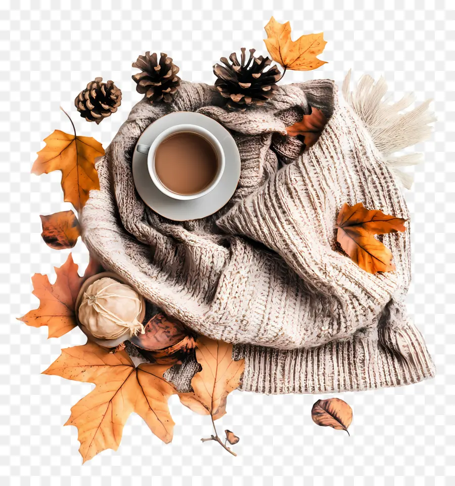 Automne Douillet，Café Et Couverture PNG