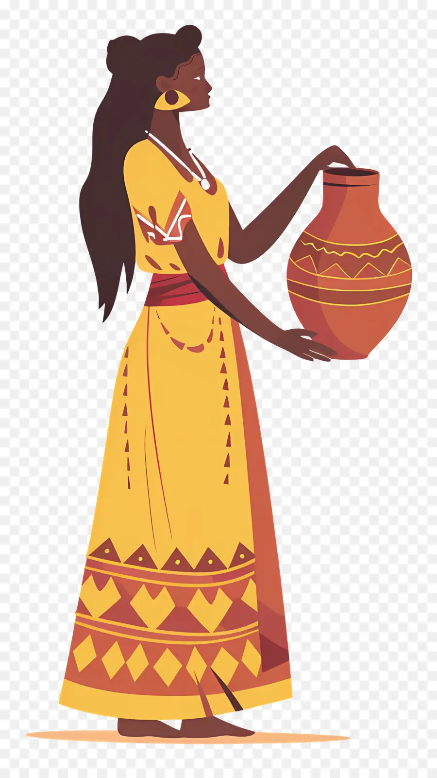 Femme Autochtone Africaine，Femme Avec Pot PNG