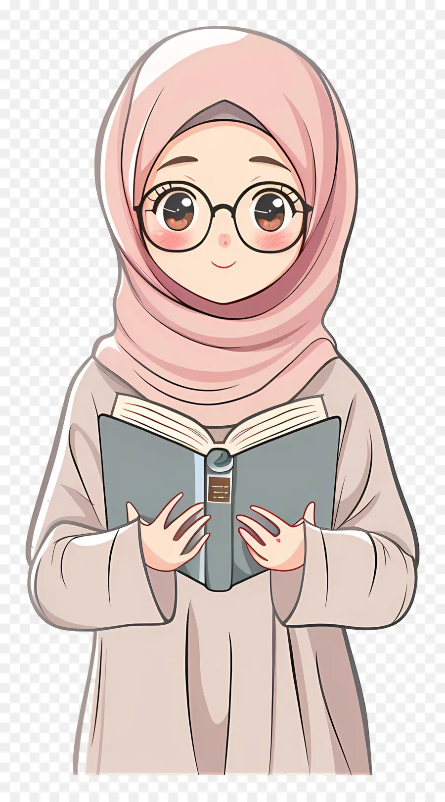 Fille Hijab Tenant Un Livre，Fille Lisant Un Livre PNG