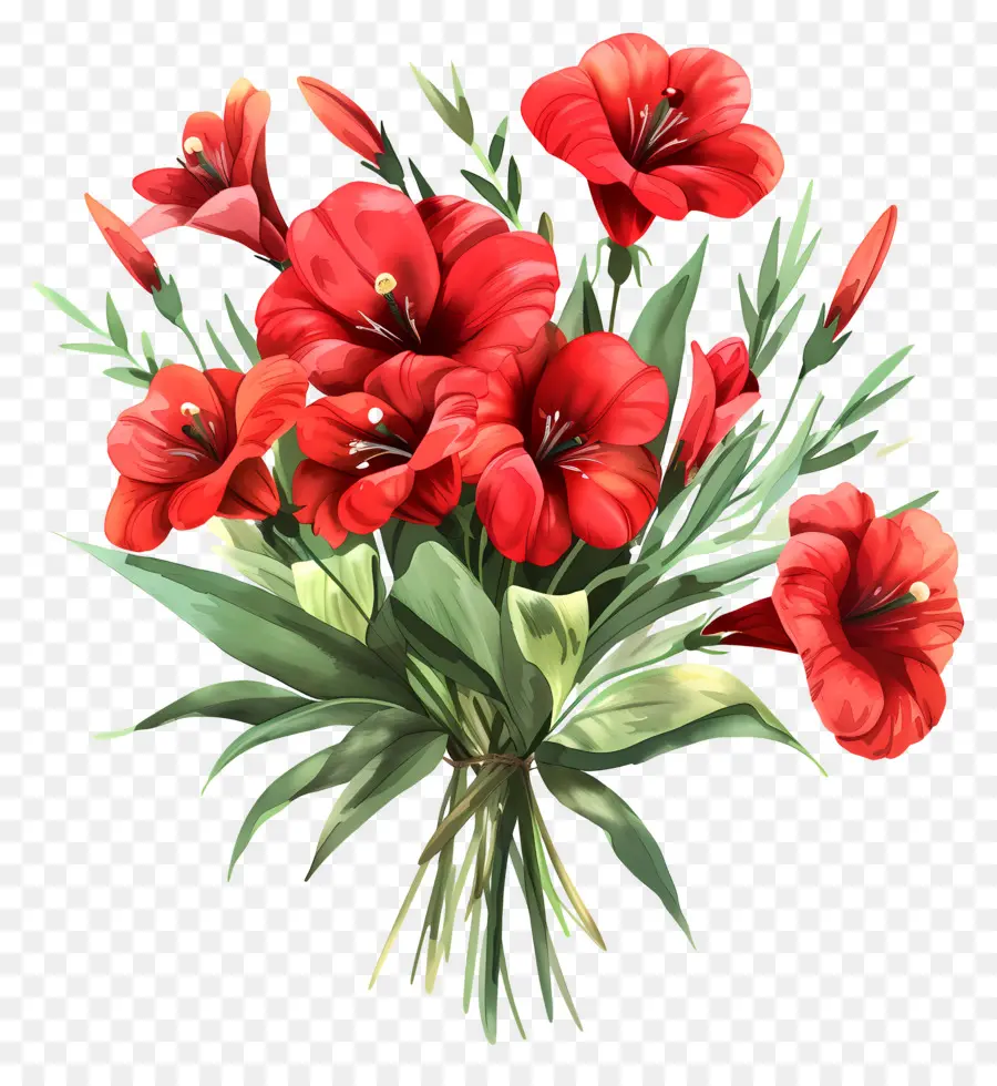 Bouquet De Fleurs，Fleurs Rouges PNG