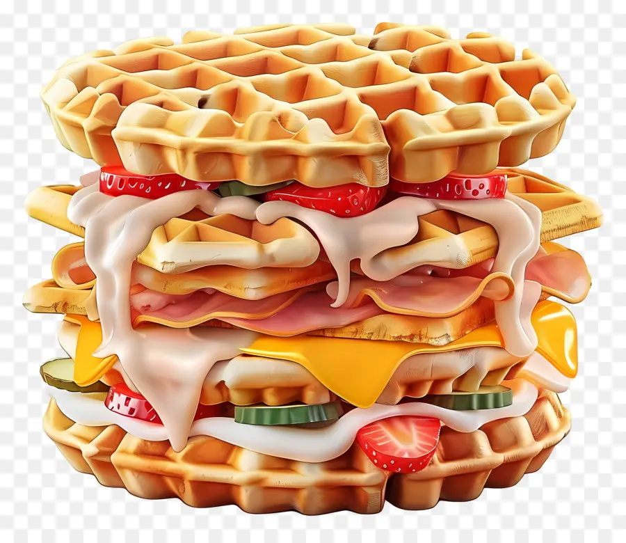 Sandwich Aux Gaufres，Petit Déjeuner PNG