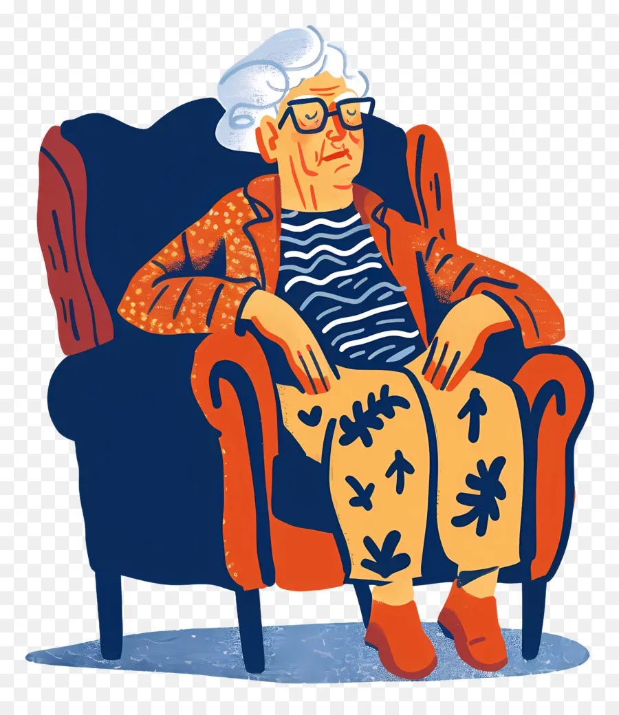 Fatigué Vieille Femme，Femme âgée Dans Un Fauteuil PNG