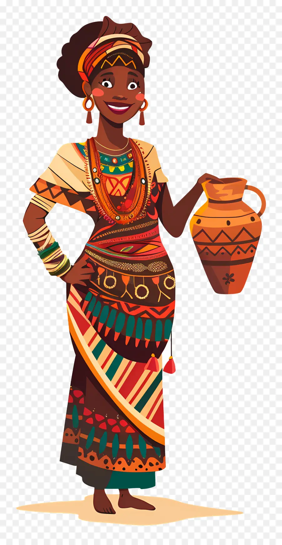 Femme Autochtone Africaine，Femme Avec Pot PNG