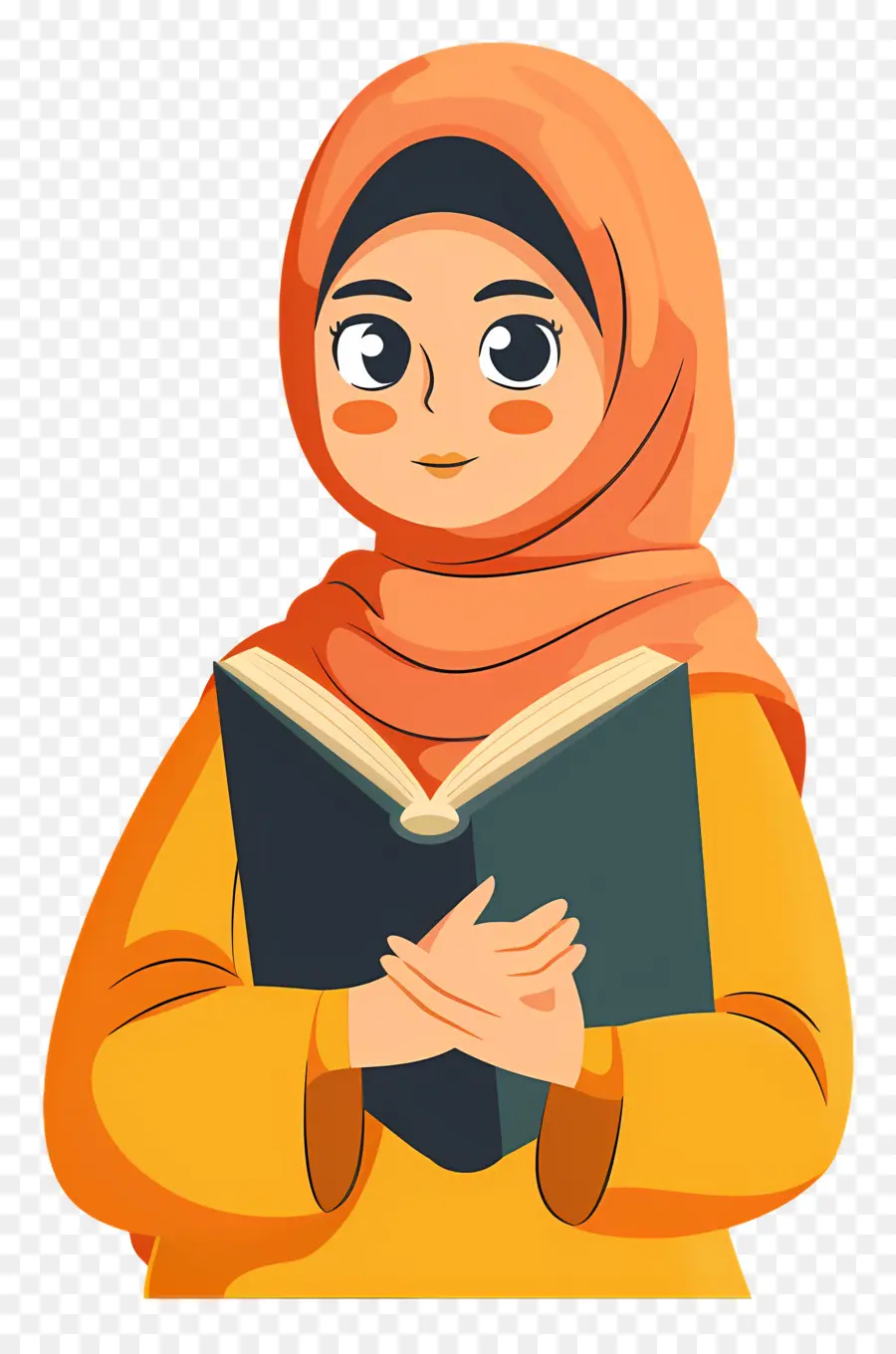 Fille Hijab Tenant Un Livre，Femme Lisant Un Livre PNG