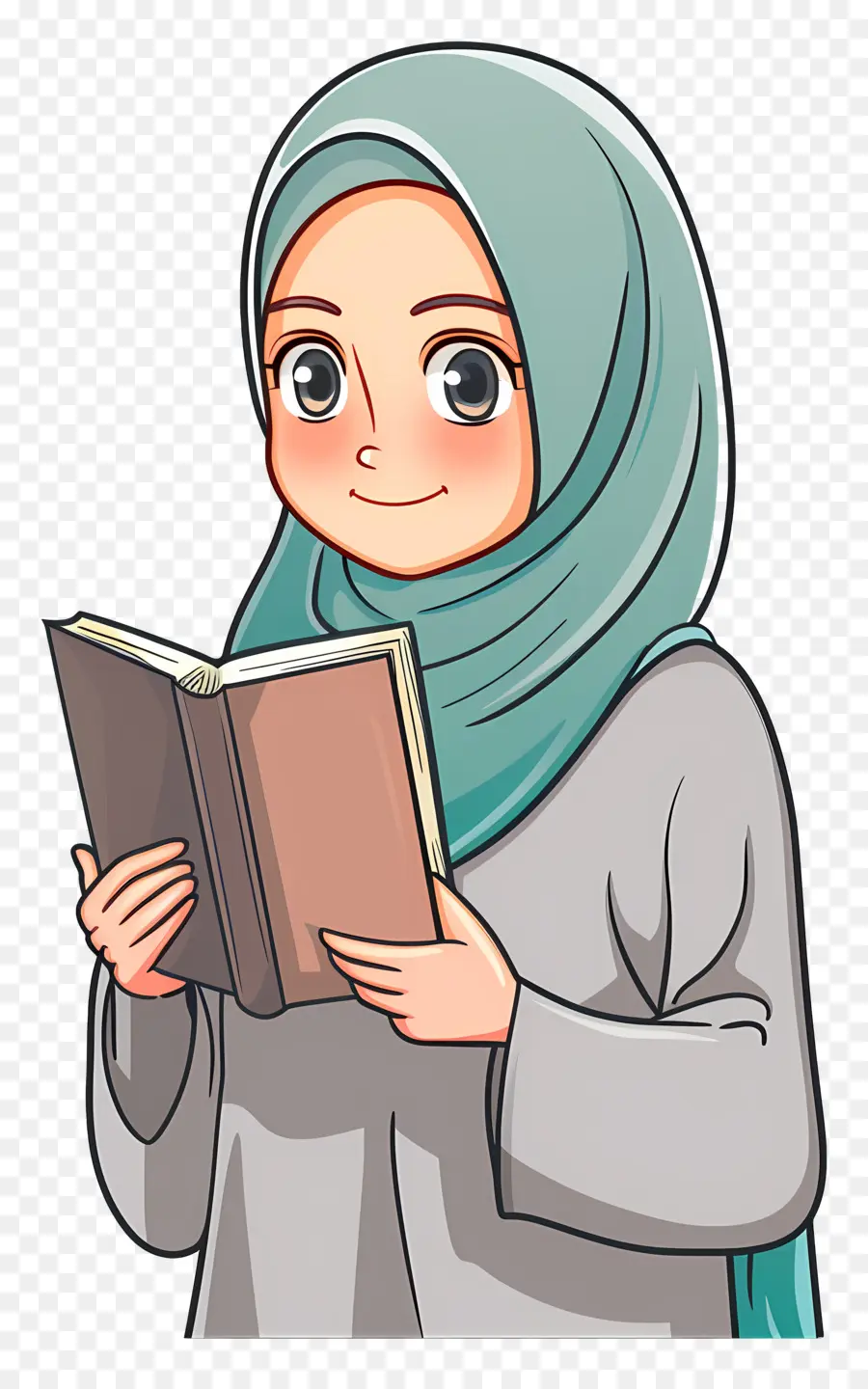 Fille Hijab Tenant Un Livre，Fille Lisant PNG