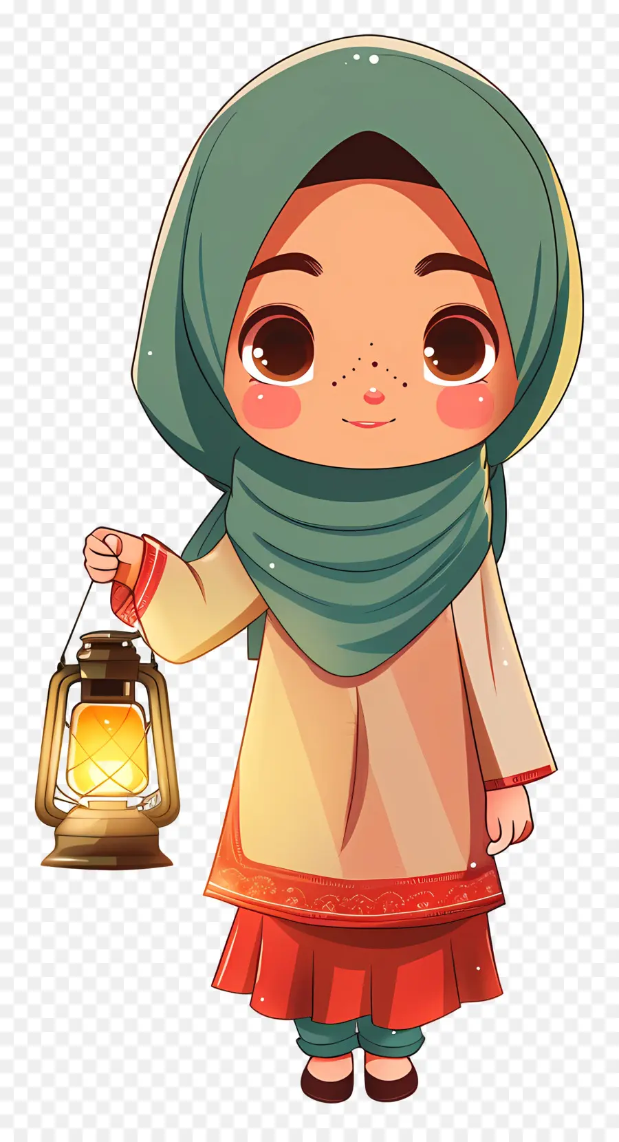 Fille Hijab Tenant Une Lanterne，Fille Avec Lanterne PNG