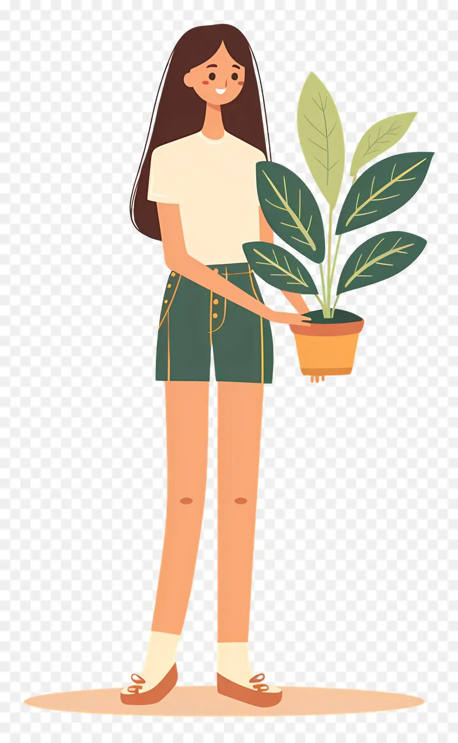 Fille Tenant Une Plante D'intérieur，Fille Tenant Une Plante PNG