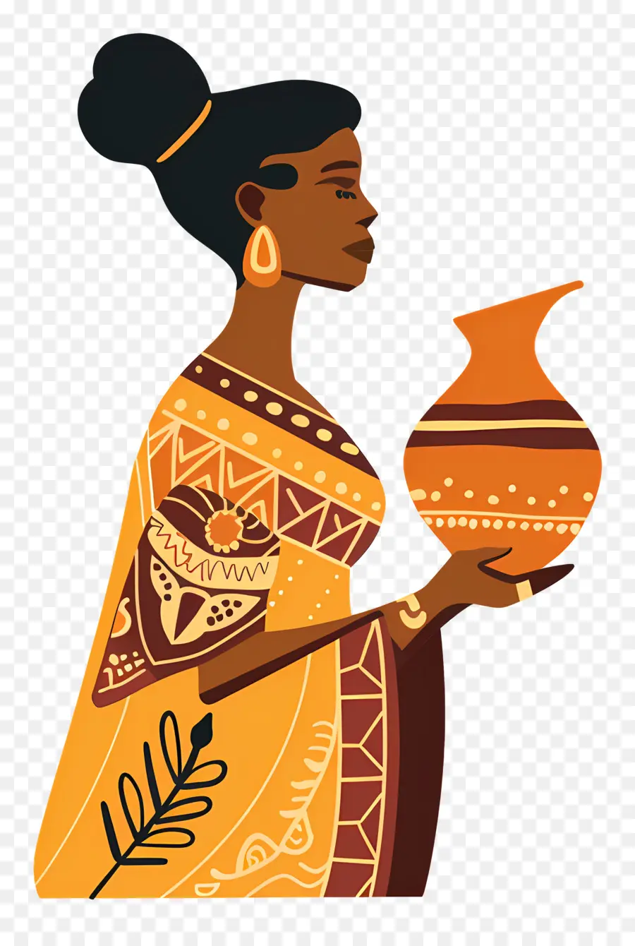 Femme Autochtone Africaine，Femme Avec Pot PNG