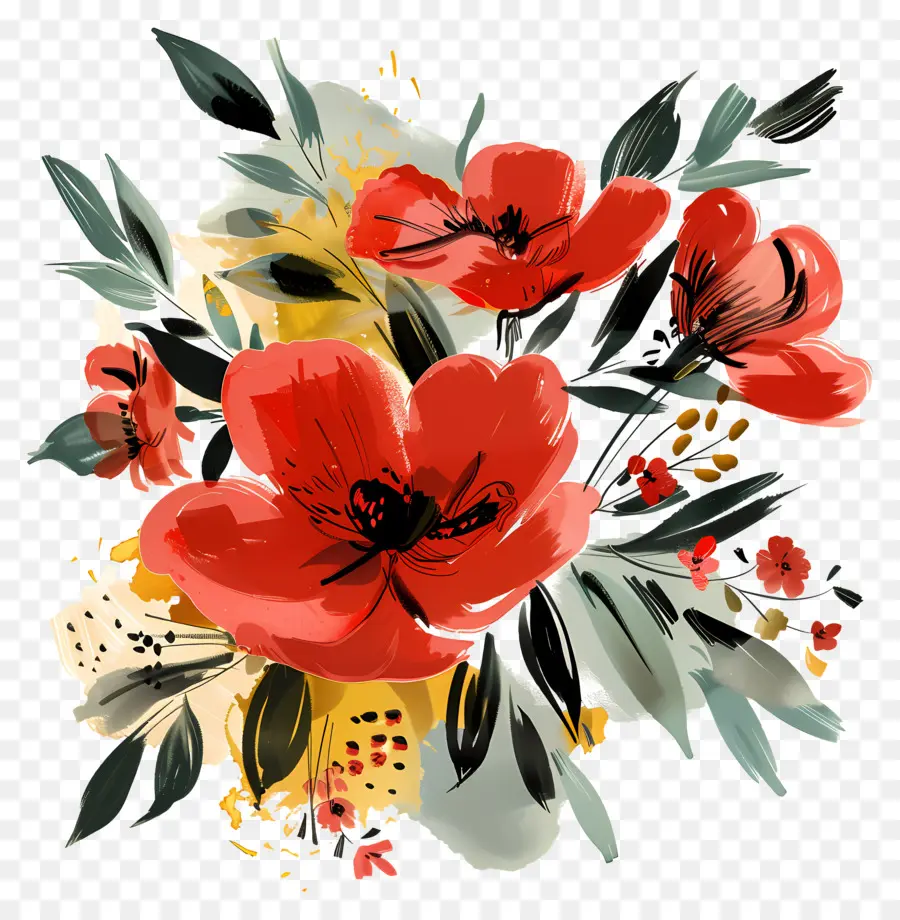 Bouquet De Fleurs，Fleurs Rouges PNG