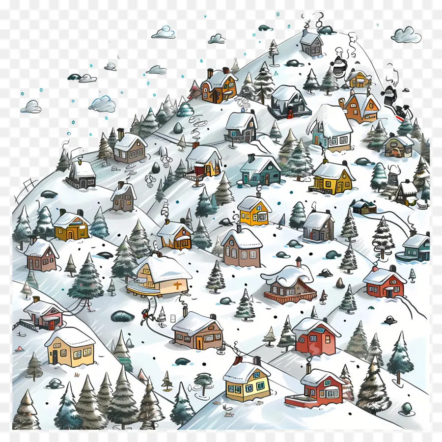 Ville Couverte Par Les Avalanches，Village Enneigé PNG