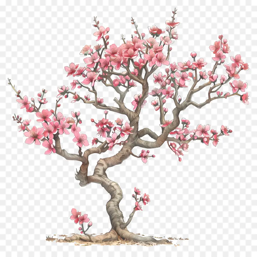 Arbre En Fleurs，Fleurs Roses PNG