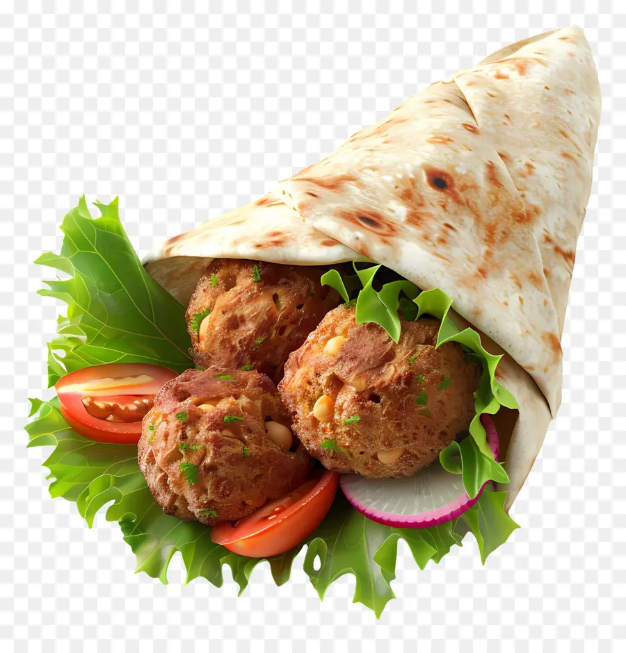 Roulé Aux Falafels，Wrap Aux Falafels PNG