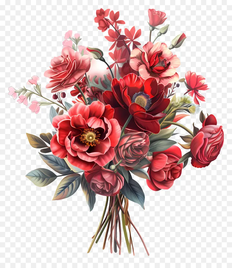 Bouquet De Fleurs，Fleurs Rouges PNG