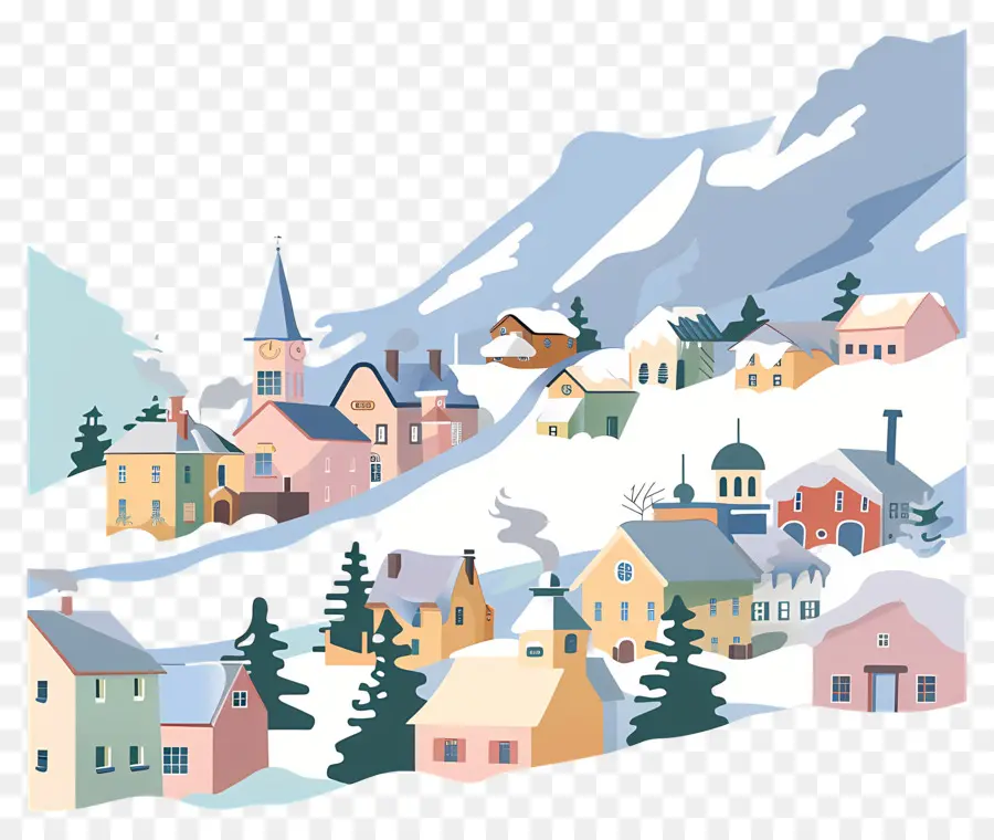 Ville Couverte Par Les Avalanches，Maisons Enneigées PNG