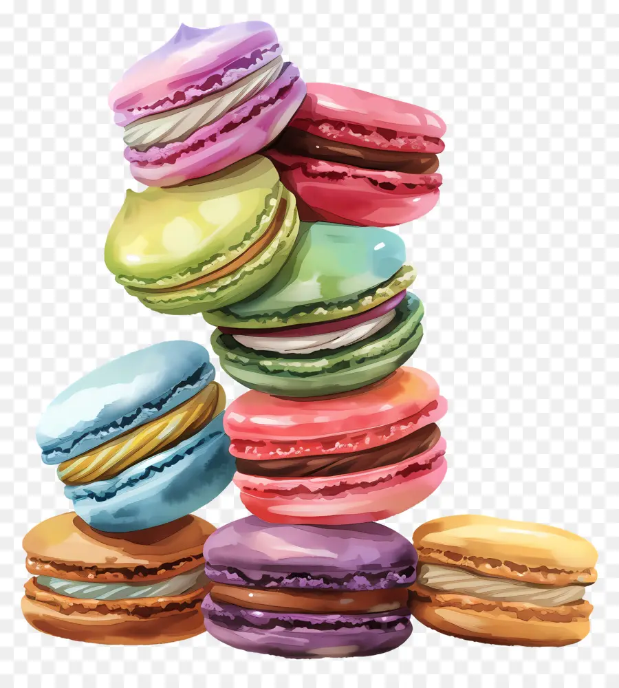 Pile De Macarons，Macarons Colorés PNG