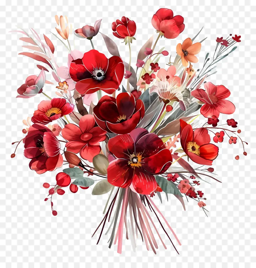 Bouquet De Fleurs，Fleurs Rouges PNG