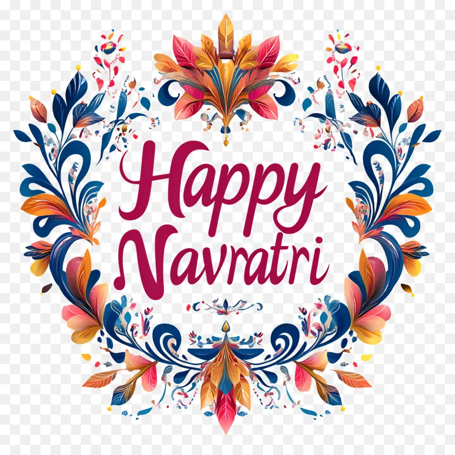 Joyeux Navratri，Conception Florale De Navratri PNG