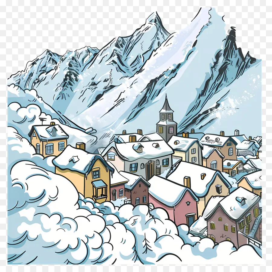 Ville Couverte Par Les Avalanches，Village Enneigé PNG