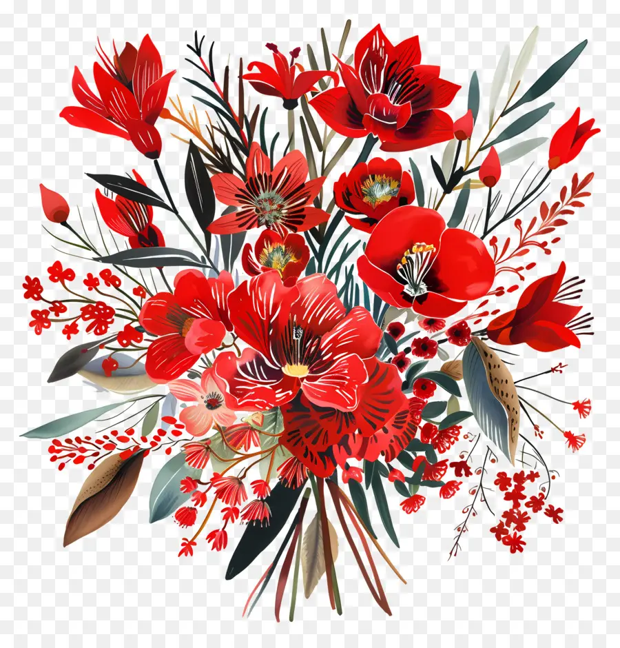 Bouquet De Fleurs，Fleurs Rouges PNG