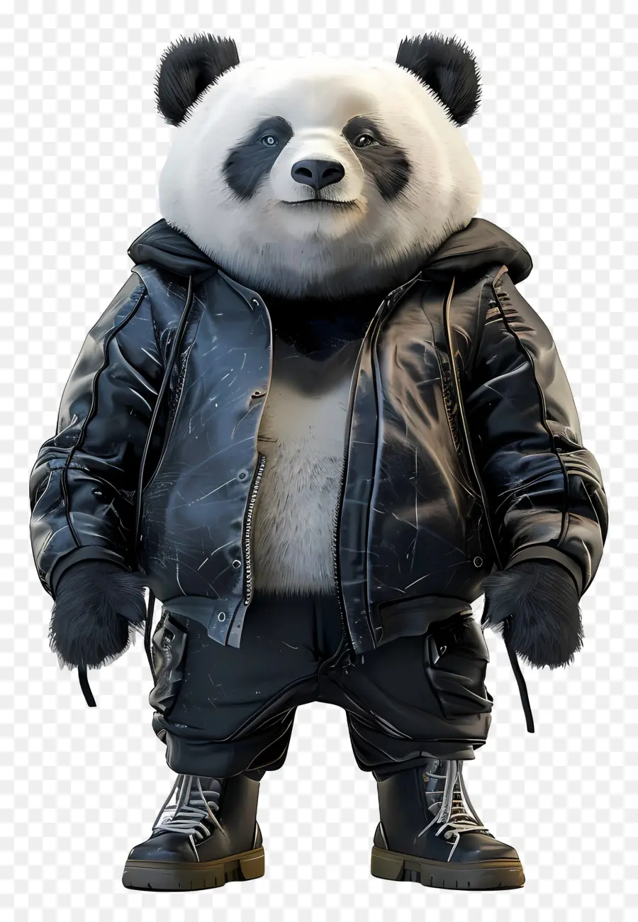 Panda，Panda Cool En Veste En Cuir PNG