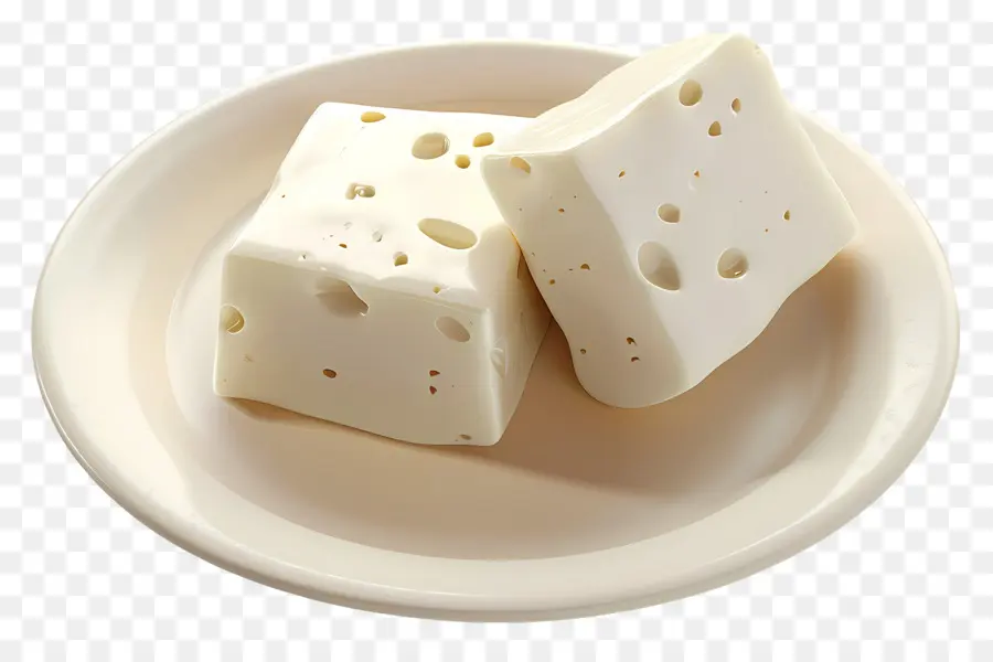 Fromage Kéfir，Cubes De Fromage Sur Assiette PNG