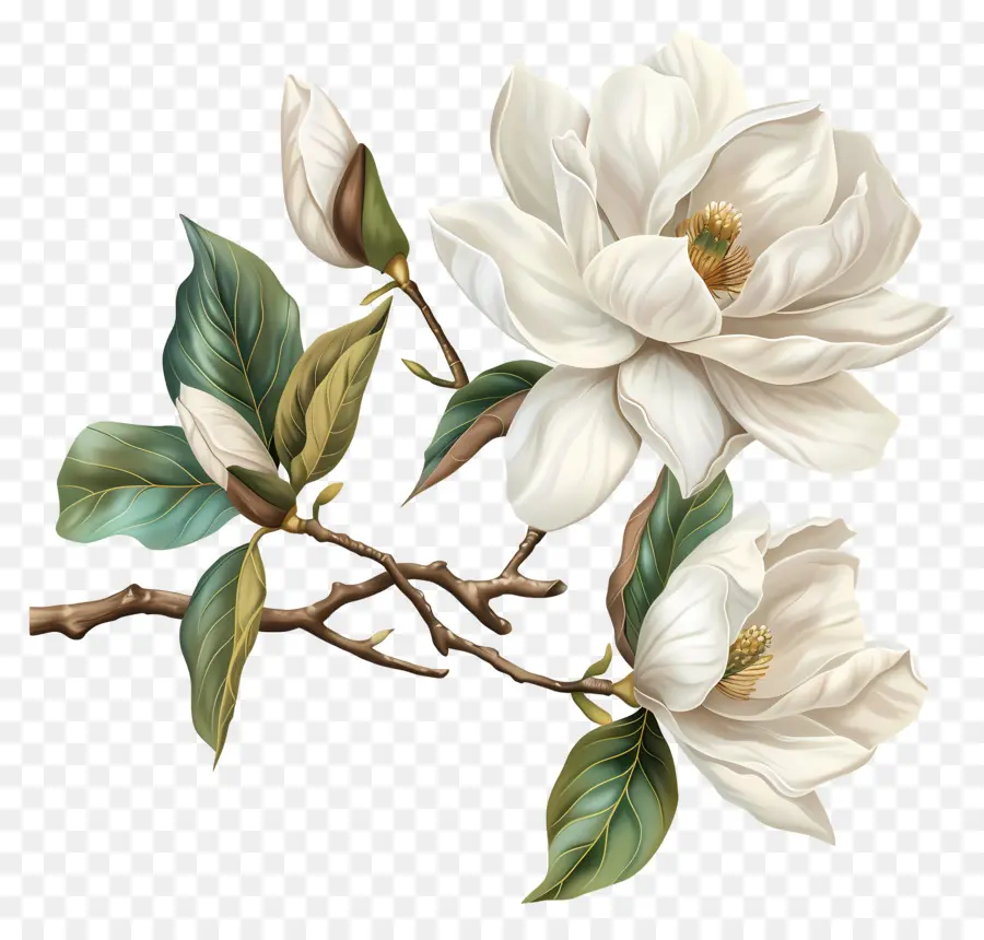 Fleurs De Magnolia Blanc，Fleurs Blanches PNG