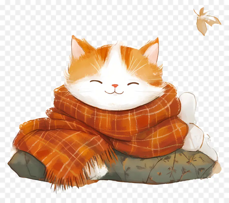 Automne Douillet，Chat Avec écharpe PNG